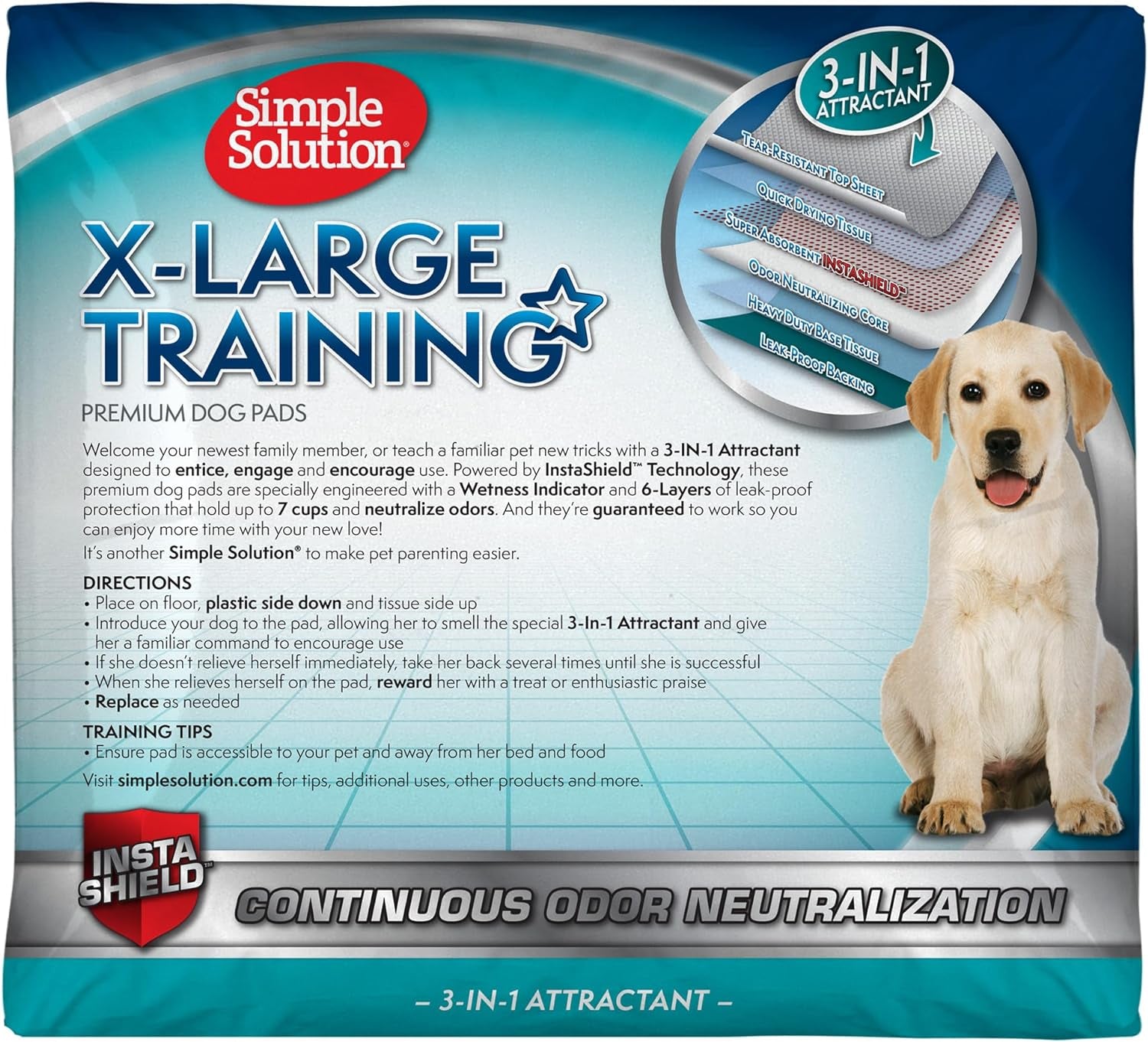 Extra Large Training Puppy Pads - 3 in 1 Attractant - Absorbs up to & Cups of Liquid - 28X30In - 50 Count