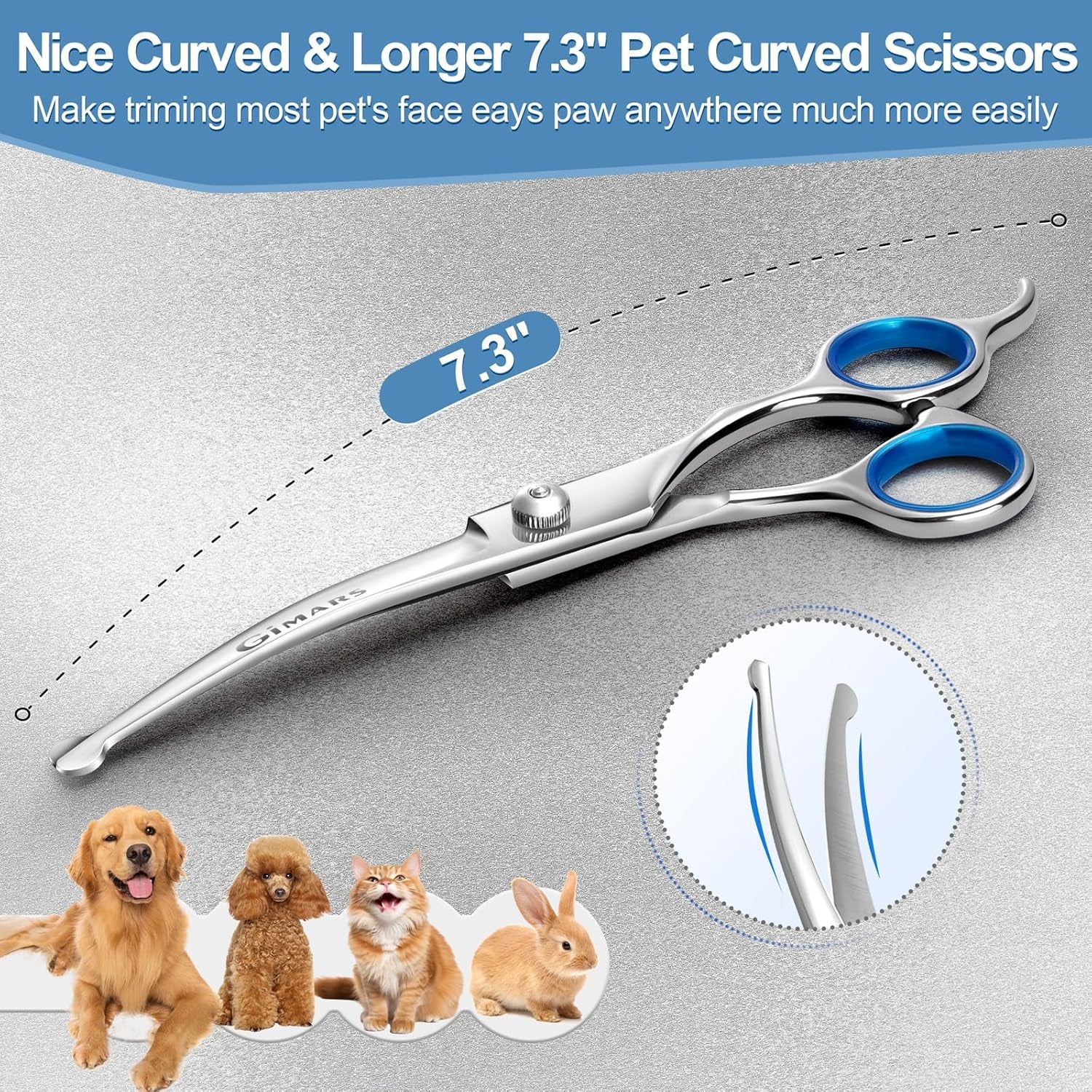 Professional 6 in 1 Dog Grooming Scissors 4CR Stainless Steel with Safety round Tip, Heavy Duty Titanium Coated Pet Grooming Scissor for Dogs, Cats and Other Animals