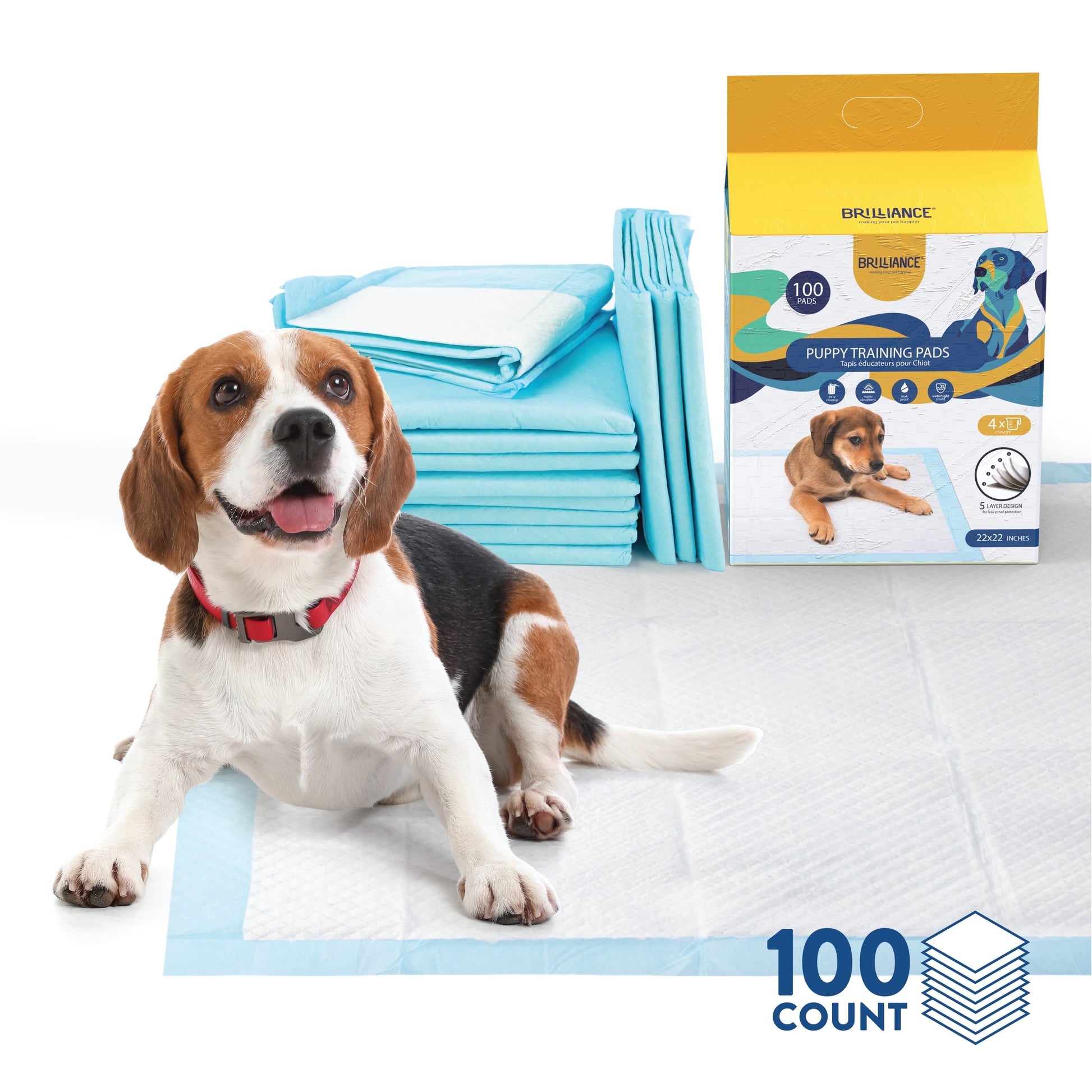 Puppy Training Pads 100 Count Leak-Proof Disposable Puppy Pee Pads 22” X 22”